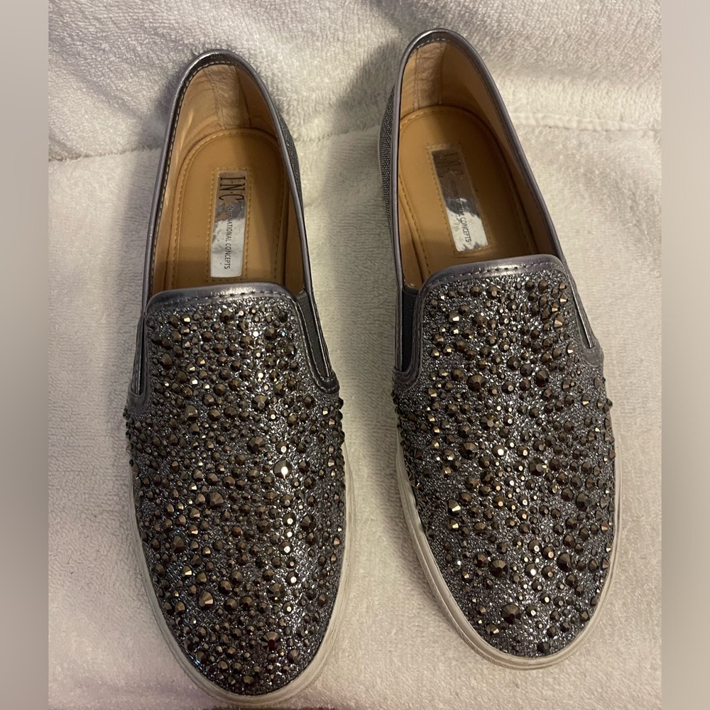 INC International Concepts Silver Embellished Loafers